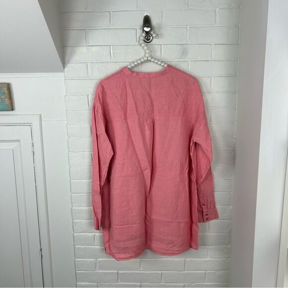Eileen Fisher Coral Pink Linen Button Down Shirt - Picture 8 of 8